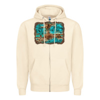 Sandshell western turquoise stone aztec tiger pattern background Zipper Hoodie - Artiststas