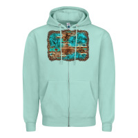 Seafoam western turquoise stone aztec tiger pattern background Zipper Hoodie - Artiststas