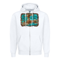 White western turquoise stone aztec tiger pattern background Zipper Hoodie - Artiststas