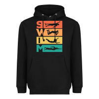 Black Retro Vintage Swimming Gift For Swimmers Heavyweight Hoodie - longCreatives