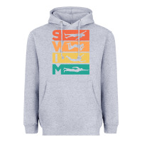 Heather Grey Retro Vintage Swimming Gift For Swimmers Heavyweight Hoodie - longCreatives