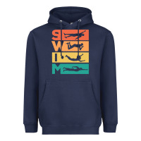 Navy Retro Vintage Swimming Gift For Swimmers Heavyweight Hoodie - longCreatives