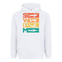 White Retro Vintage Swimming Gift For Swimmers Heavyweight Hoodie - longCreatives