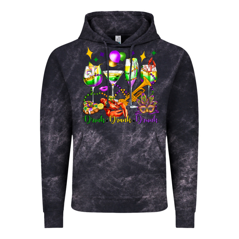 Drink Drank Drunk Mardi Gras Wine Glasses Olivia Vintage Hoodie by OliviaCreatesArt | Teevron