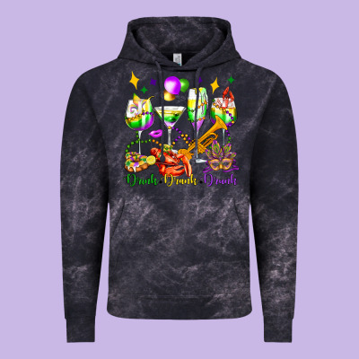 Drink Drank Drunk Mardi Gras Wine Glasses Olivia Vintage Hoodie Designed By Oliviacreatesart