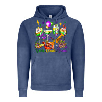 Vintage Denim drink drank drunk mardi gras wine glasses olivia Vintage Hoodie - OliviaCreatesArt