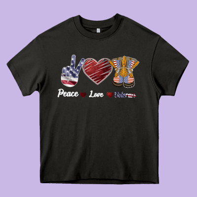 Peace Love Veteran Heavy Core Tee Designed By Bettercallsaul