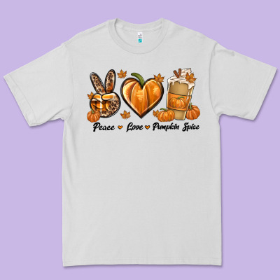 Peace Love Pumpkin Spice Premium Tee Designed By Texasbilliewilder