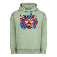 Pigment Oil Green western america cow Urban Hoodie - JahusDesignShop