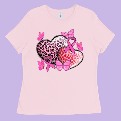 Cancer Hearts Cancer Awaneress Ladies Tee Designed By Howdyjamesfarm