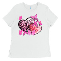 White Cancer hearts Cancer Awaneress Ladies Tee - HowdyJamesFarm