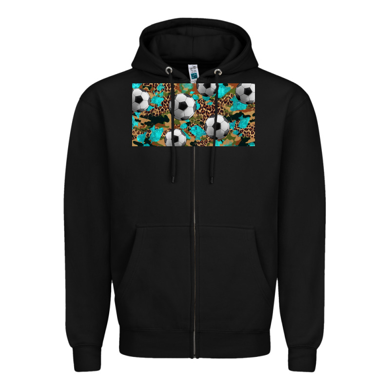 Western Leopard Camouflage Turquoise Soccer Licence Plate Template Zipper Hoodie by Artiststas | Teevron