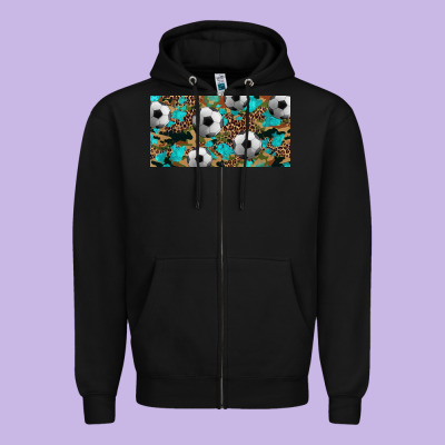 Western Leopard Camouflage Turquoise Soccer Licence Plate Template Zipper Hoodie Designed By Artiststas