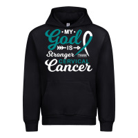 Black My God is Stronger Than Cervical Cancer Awareness Warrior Urban Hoodie - longCreatives