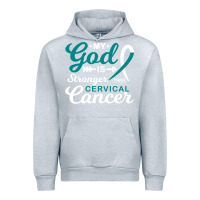 Heather Grey My God is Stronger Than Cervical Cancer Awareness Warrior Urban Hoodie - longCreatives