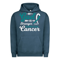 Pigment Midnight Navy My God is Stronger Than Cervical Cancer Awareness Warrior Urban Hoodie - longCreatives