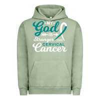 Pigment Oil Green My God is Stronger Than Cervical Cancer Awareness Warrior Urban Hoodie - longCreatives