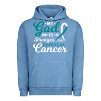 Pigment Pebble Blue My God is Stronger Than Cervical Cancer Awareness Warrior Urban Hoodie - longCreatives