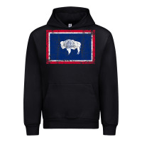 Black State of Wyoming Flag Fun Vintage Retro Fall Hiking Urban Hoodie - longCreatives