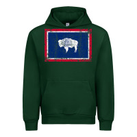Forest Green State of Wyoming Flag Fun Vintage Retro Fall Hiking Urban Hoodie - longCreatives