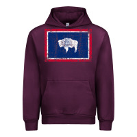 Mauve Wine State of Wyoming Flag Fun Vintage Retro Fall Hiking Urban Hoodie - longCreatives
