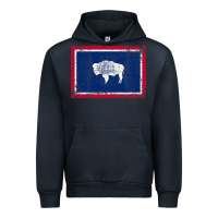 Navy State of Wyoming Flag Fun Vintage Retro Fall Hiking Urban Hoodie - longCreatives