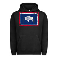 Pigment Black State of Wyoming Flag Fun Vintage Retro Fall Hiking Urban Hoodie - longCreatives