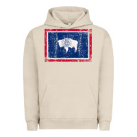Pigment French Oak State of Wyoming Flag Fun Vintage Retro Fall Hiking Urban Hoodie - longCreatives