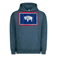 Pigment Midnight Navy State of Wyoming Flag Fun Vintage Retro Fall Hiking Urban Hoodie - longCreatives