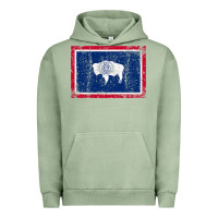 Pigment Oil Green State of Wyoming Flag Fun Vintage Retro Fall Hiking Urban Hoodie - longCreatives