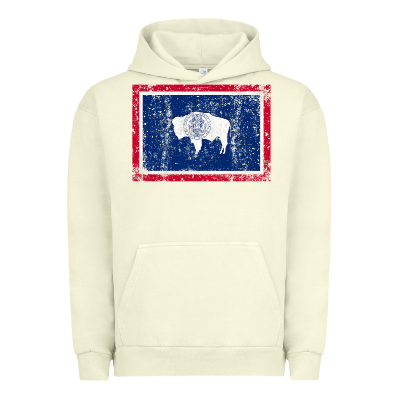 State Of Wyoming Flag Fun Vintage Retro Fall Hiking Urban Hoodie by longCreatives | Teevron