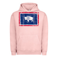 Pigment Salmon State of Wyoming Flag Fun Vintage Retro Fall Hiking Urban Hoodie - longCreatives
