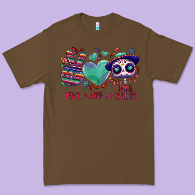 Peace Love Dia De Los Muertos Premium Tee Designed By Nancycooperartshop