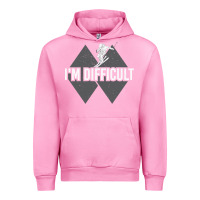 Fuchsia Pink I'm Difficult Double Black Diamond Skiing Urban Hoodie - longCreatives