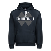 Navy I'm Difficult Double Black Diamond Skiing Urban Hoodie - longCreatives