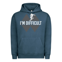 Pigment Midnight Navy I'm Difficult Double Black Diamond Skiing Urban Hoodie - longCreatives