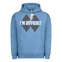 Pigment Pebble Blue I'm Difficult Double Black Diamond Skiing Urban Hoodie - longCreatives