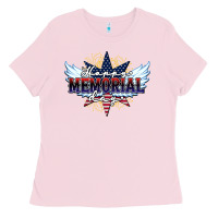 Bubblegum Pink happy memorial day Ladies Tee - HowdyJamesFarm
