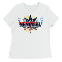 White happy memorial day Ladies Tee - HowdyJamesFarm