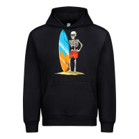 Black Surfing Skeleton Halloween Themed Surf Lovers Gift Urban Hoodie - longCreatives