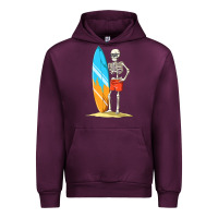 Mauve Wine Surfing Skeleton Halloween Themed Surf Lovers Gift Urban Hoodie - longCreatives