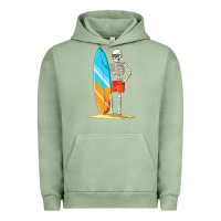 Pigment Oil Green Surfing Skeleton Halloween Themed Surf Lovers Gift Urban Hoodie - longCreatives
