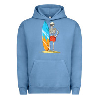 Pigment Pebble Blue Surfing Skeleton Halloween Themed Surf Lovers Gift Urban Hoodie - longCreatives