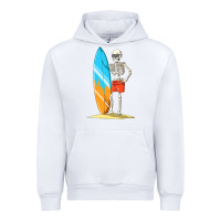 White Surfing Skeleton Halloween Themed Surf Lovers Gift Urban Hoodie - longCreatives