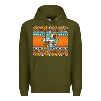 Army Green sunflowers hexagon frame mama Premium Hoodie - Jasminsmagicworld
