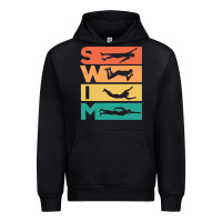 Black Retro Vintage Swimming Gift For Swimmers Urban Hoodie - longCreatives