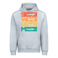 Heather Grey Retro Vintage Swimming Gift For Swimmers Urban Hoodie - longCreatives