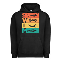 Pigment Black Retro Vintage Swimming Gift For Swimmers Urban Hoodie - longCreatives