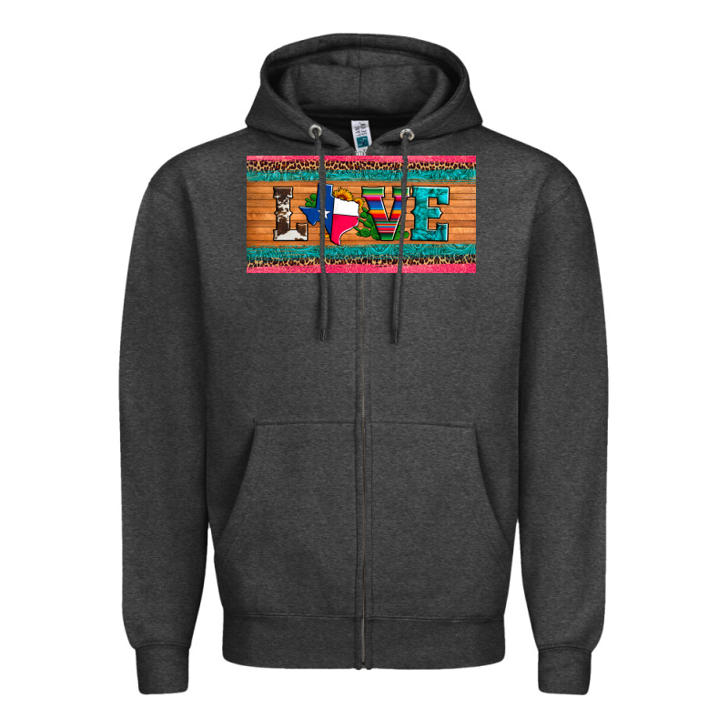 Love Texas Sunflowers Cactus Cowhide License Plate Zipper Hoodie by Artiststas | Teevron