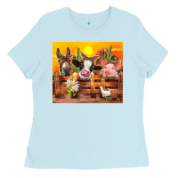 Baby Blue farm animal Ladies Tee - TumblerDesignByShophia